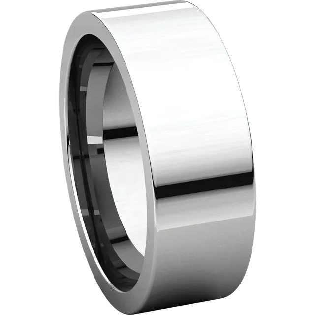 14k White Gold 7mm Flat Comfort Fit Band, Size 7