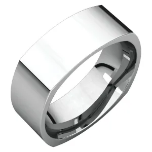 14k White Gold 7mm Square Comfort Fit Band, Size 11