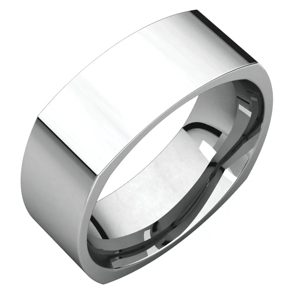 14k White Gold 7mm Square Comfort Fit Band, Size 11