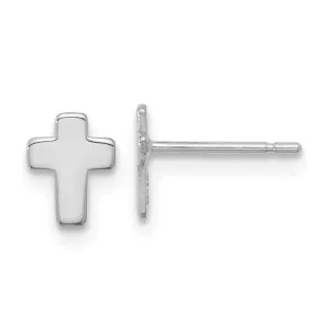 14k White Gold Polished Cross Post Earrings