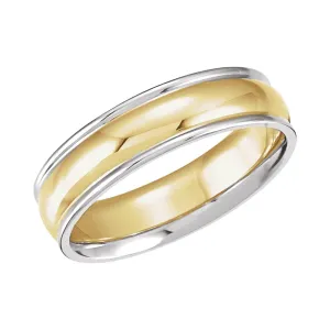 14K Yellow & White 6mm Comfort-Fit Band Size 6
