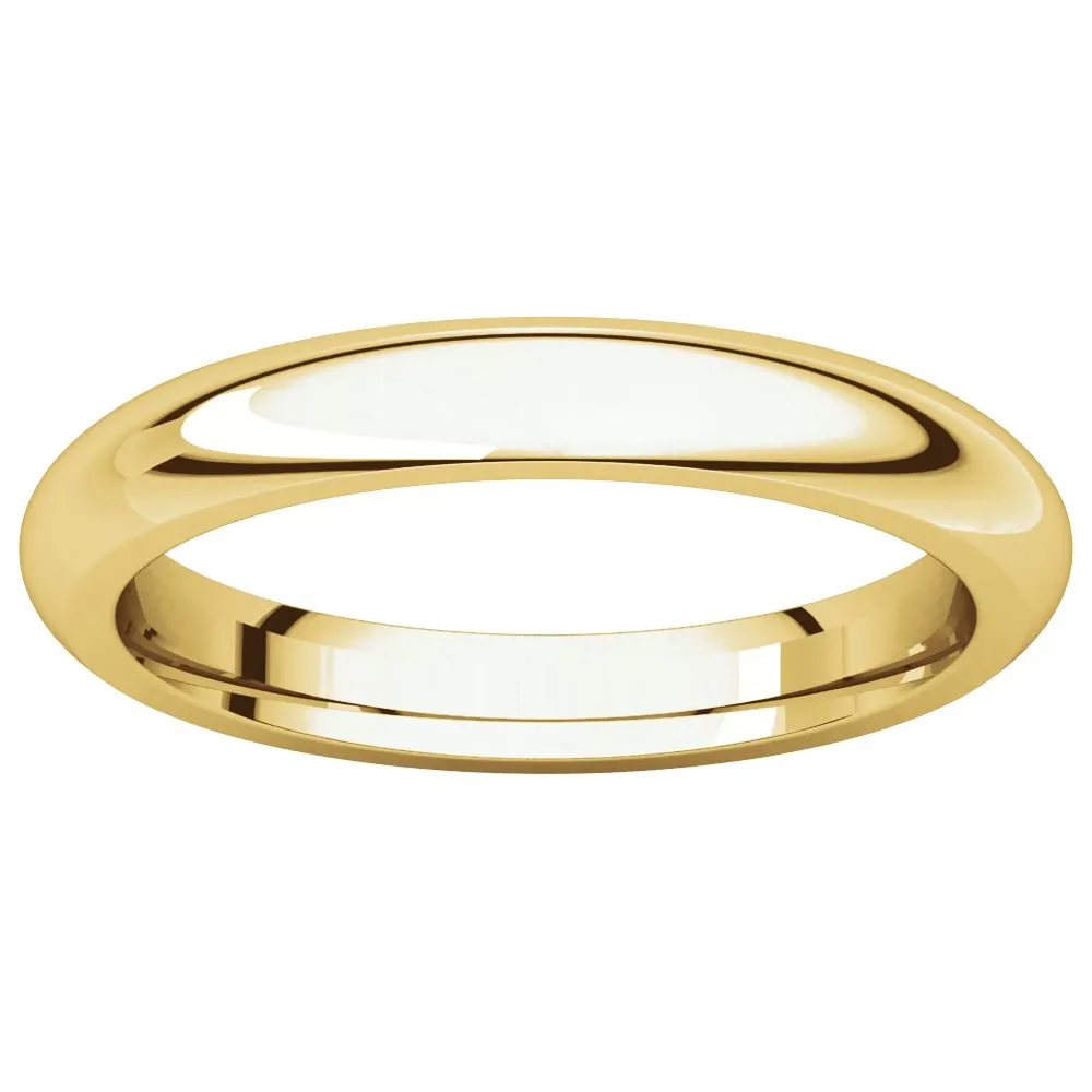 14k Yellow Gold 3mm Comfort Fit Band, Size 12