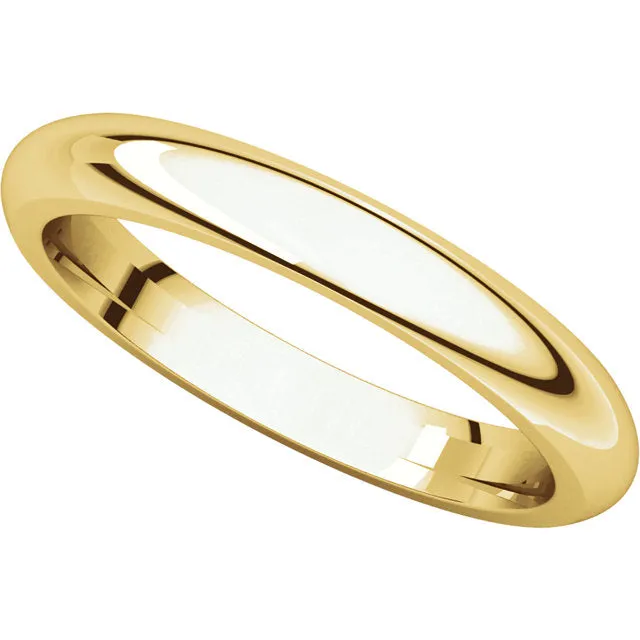 14k Yellow Gold 3mm Comfort Fit Band, Size 12