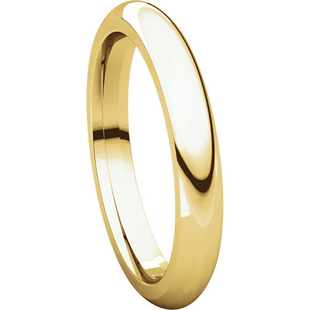 14k Yellow Gold 3mm Comfort Fit Band, Size 12