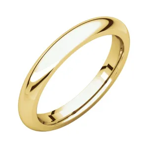 14k Yellow Gold 3mm Comfort Fit Band, Size 12