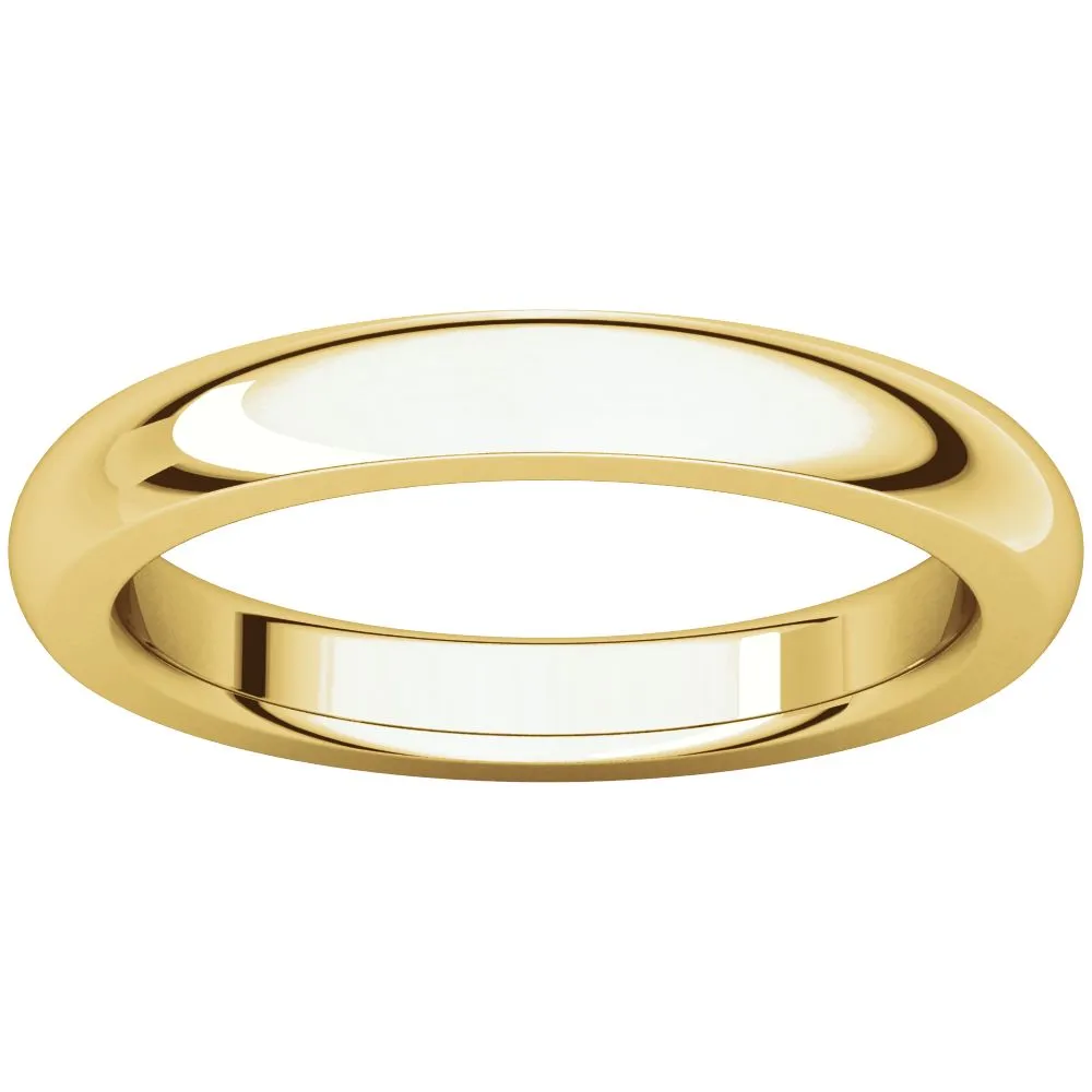 14k Yellow Gold 3mm Heavy Comfort Fit Band, Size 8.5