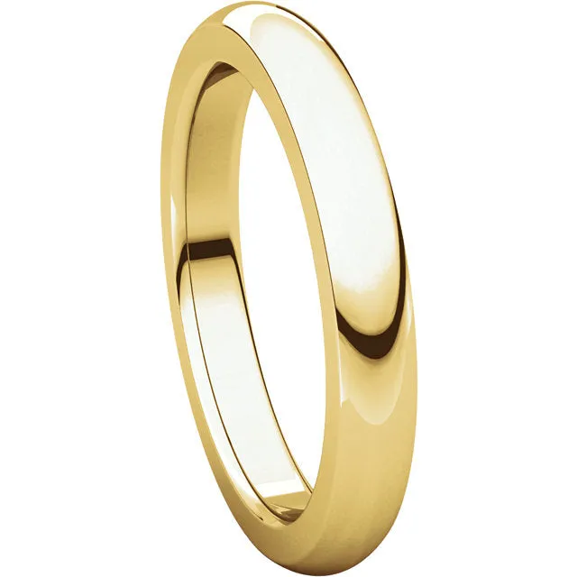 14k Yellow Gold 3mm Heavy Comfort Fit Band, Size 8.5