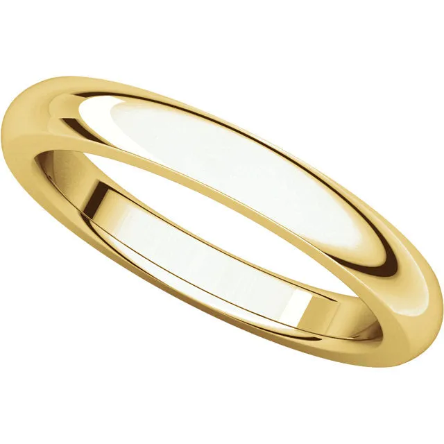 14k Yellow Gold 3mm Heavy Comfort Fit Band, Size 8.5