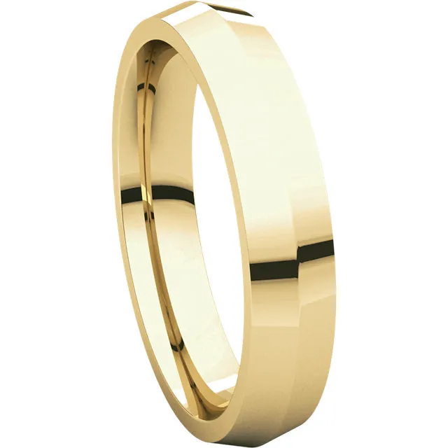 14k Yellow Gold 4mm Knife Edge Comfort Fit Band, Size 10