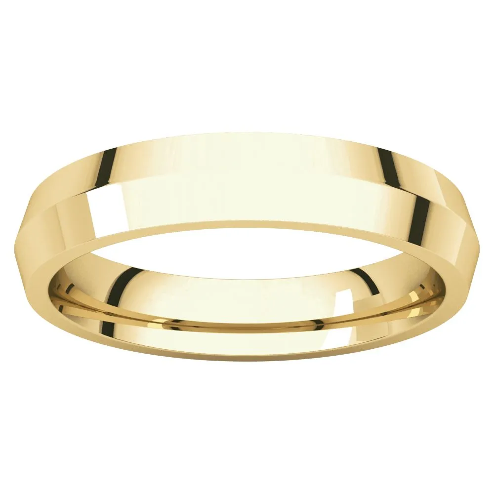 14k Yellow Gold 4mm Knife Edge Comfort Fit Band, Size 10