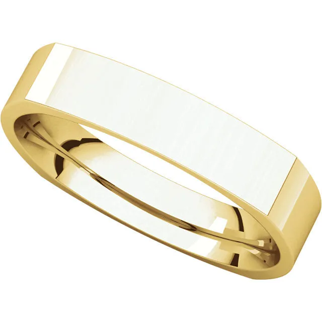 14k Yellow Gold 4mm Square Comfort Fit Band, Size 11