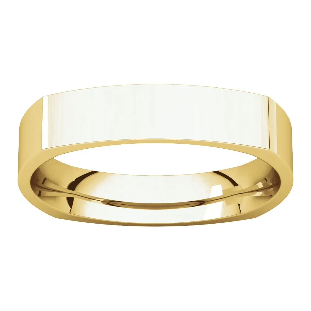 14k Yellow Gold 4mm Square Comfort Fit Band, Size 11