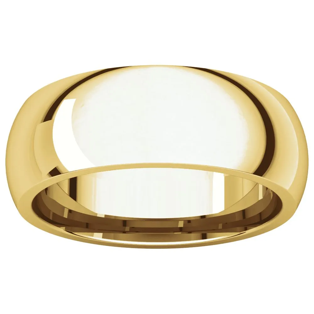 14k Yellow Gold 7mm Comfort Fit Band, Size 8