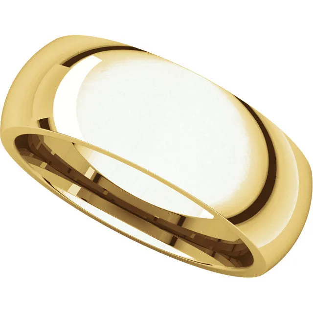 14k Yellow Gold 7mm Comfort Fit Band, Size 8