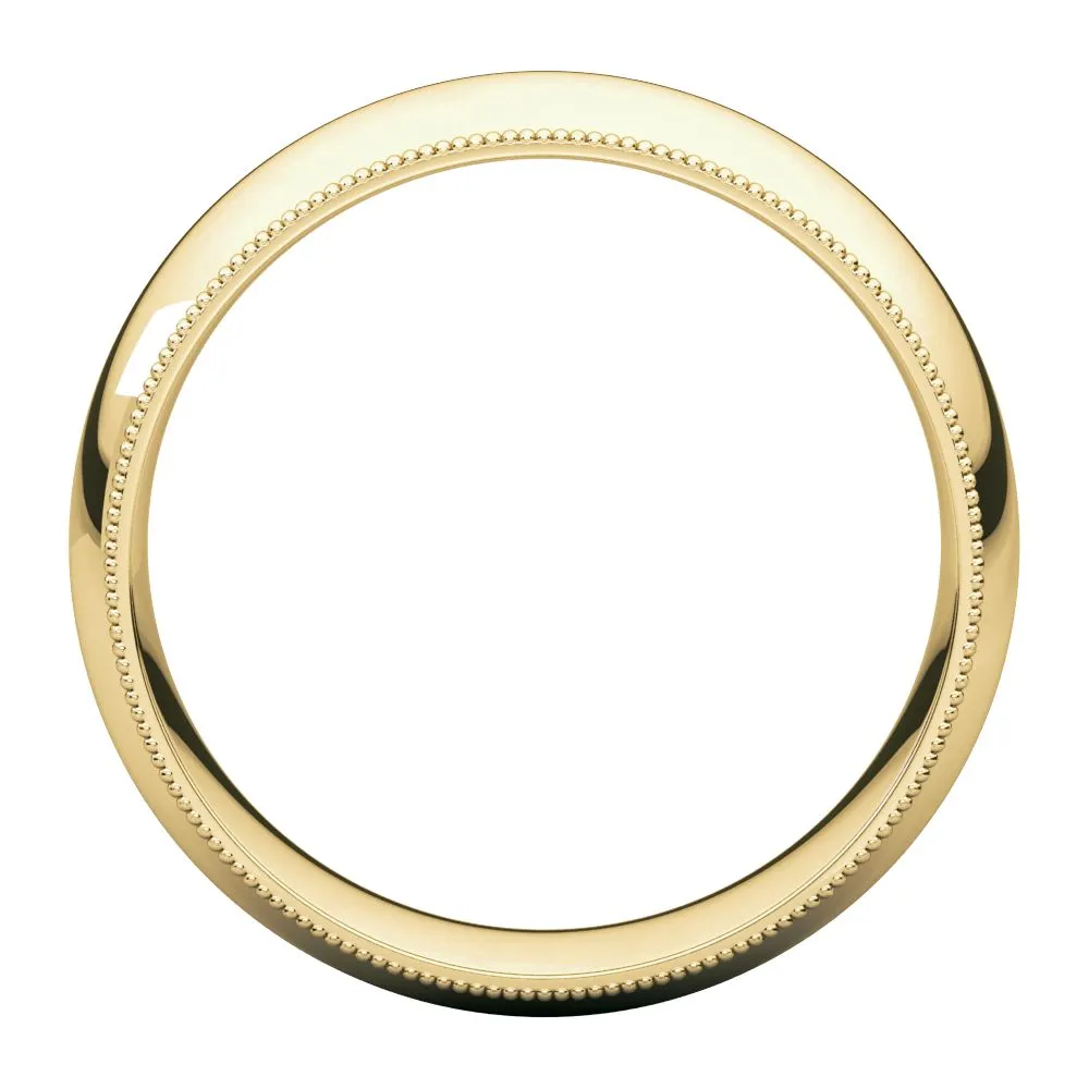 14k Yellow Gold 7mm Milgrain Comfort Fit Band, Size 11