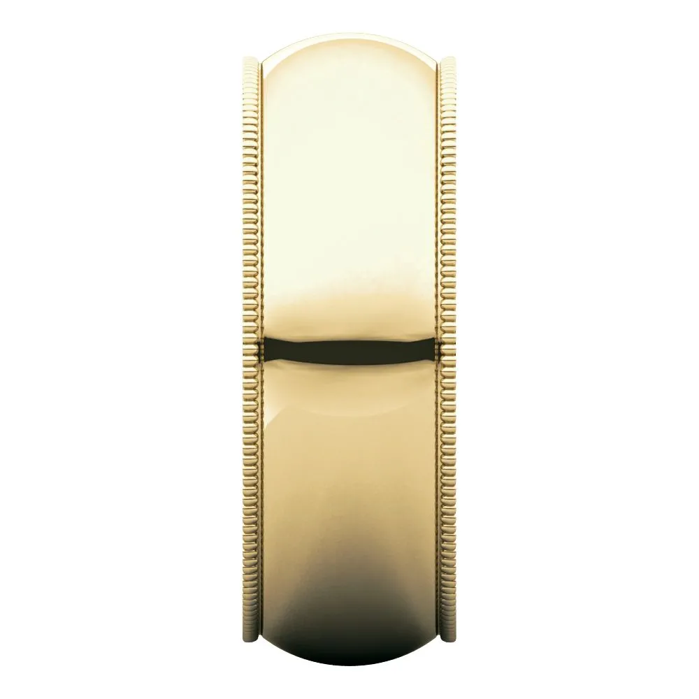 14k Yellow Gold 7mm Milgrain Comfort Fit Band, Size 11