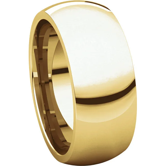 14k Yellow Gold 8mm Comfort Fit Band, Size 11.5