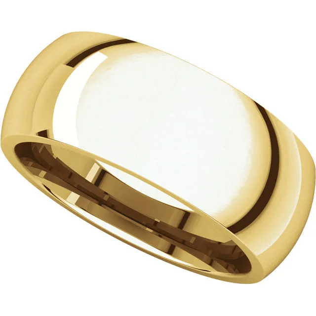 14k Yellow Gold 8mm Comfort Fit Band, Size 11.5
