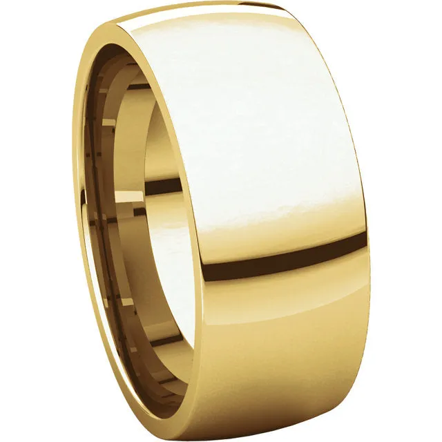 14k Yellow Gold 8mm Light Comfort Fit Band, Size 11