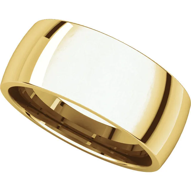 14k Yellow Gold 8mm Light Comfort Fit Band, Size 11