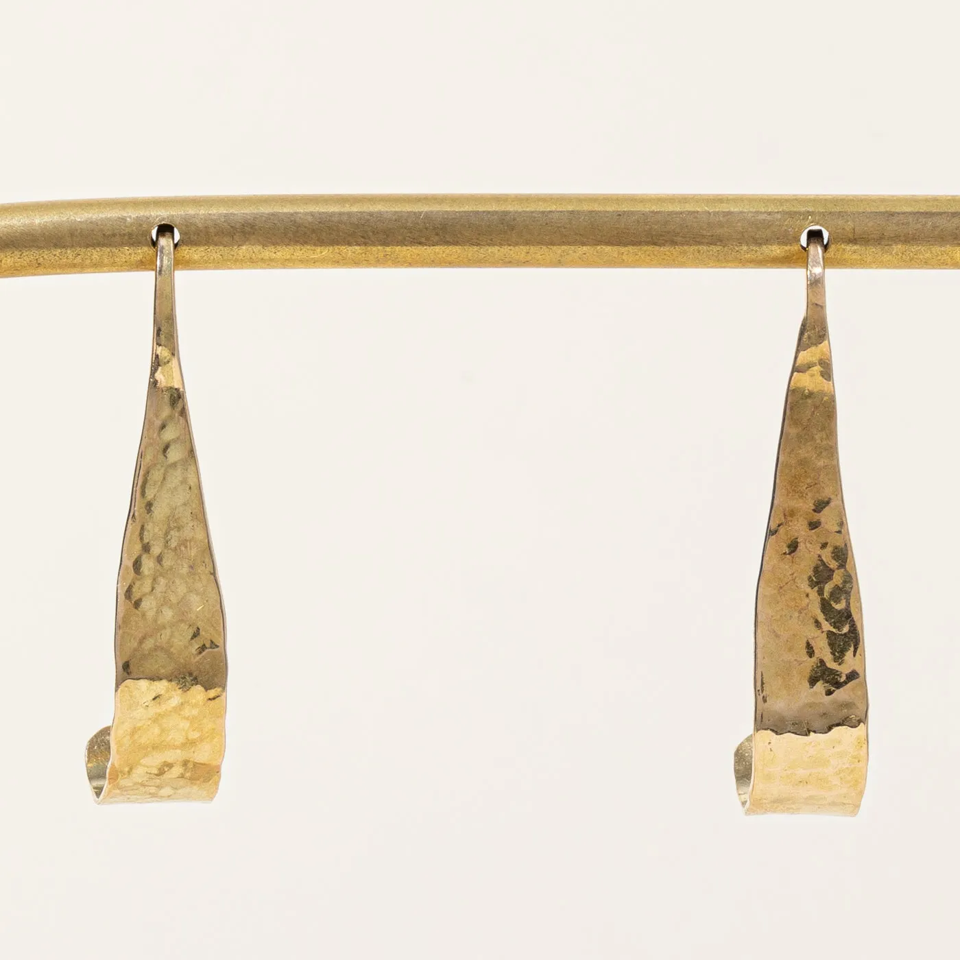 14k Yellow Gold Hammer Finish Earrings