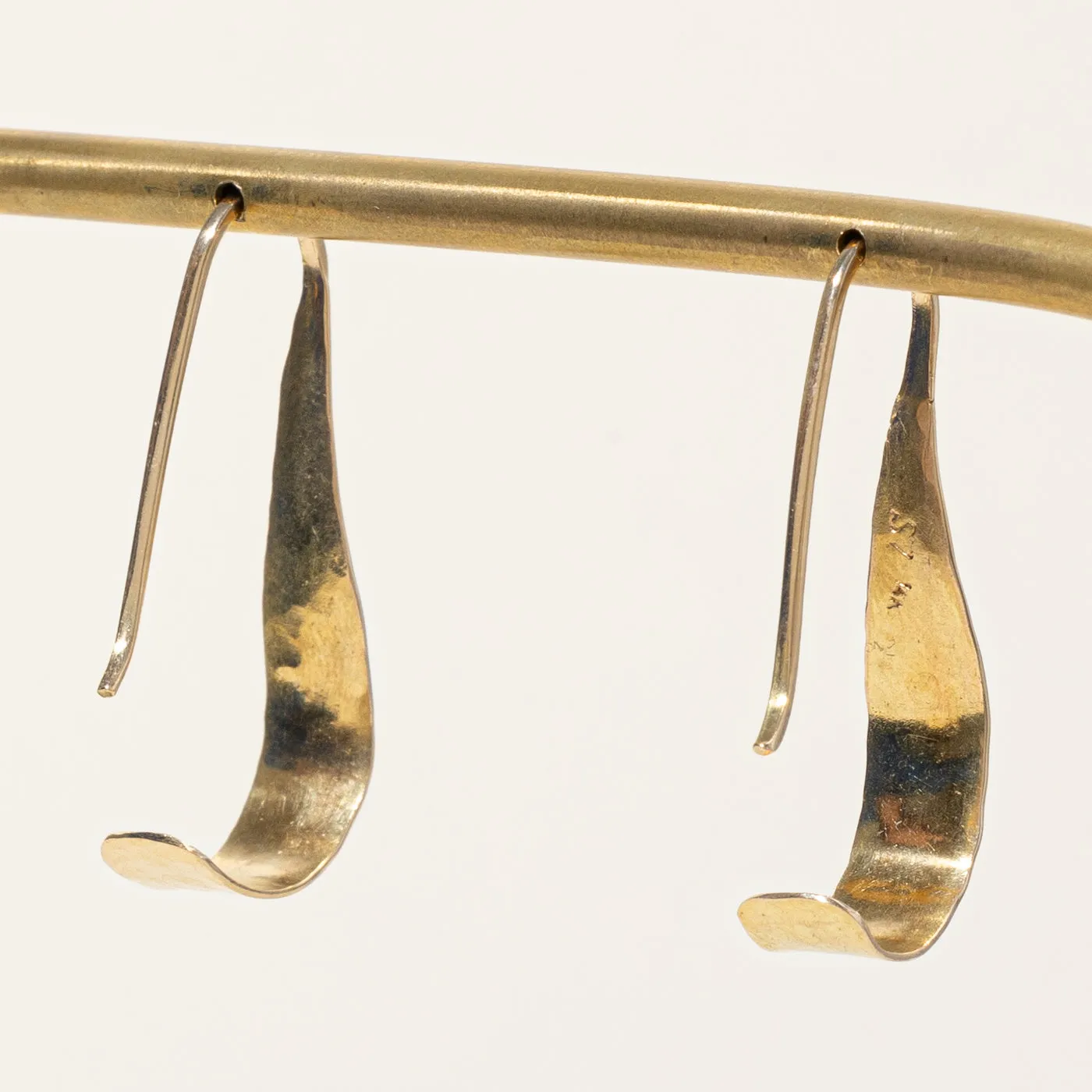 14k Yellow Gold Hammer Finish Earrings