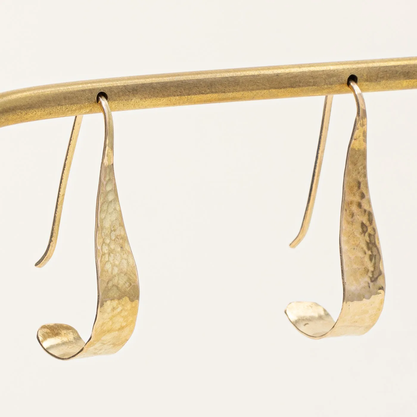 14k Yellow Gold Hammer Finish Earrings