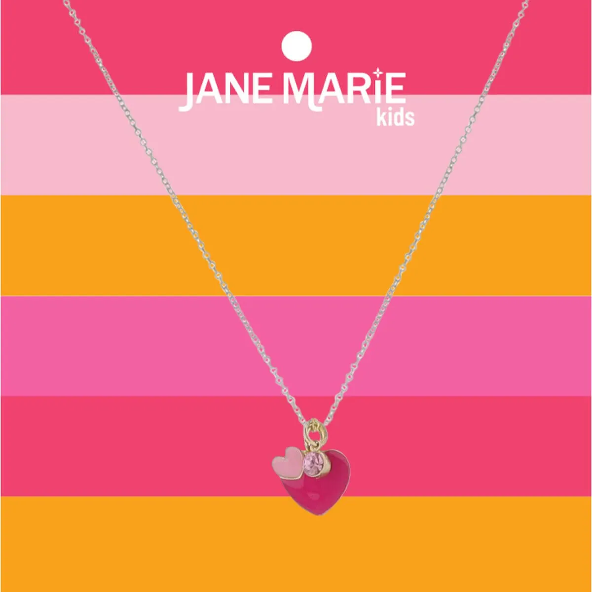 14" Gold Cable Chain Necklace with Pink Enamel Hearts