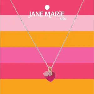 14" Gold Cable Chain Necklace with Pink Enamel Hearts