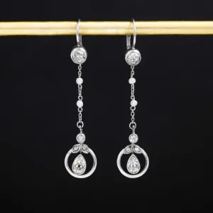 1.55ctw Vintage Pearl & Diamond Drop Earrings