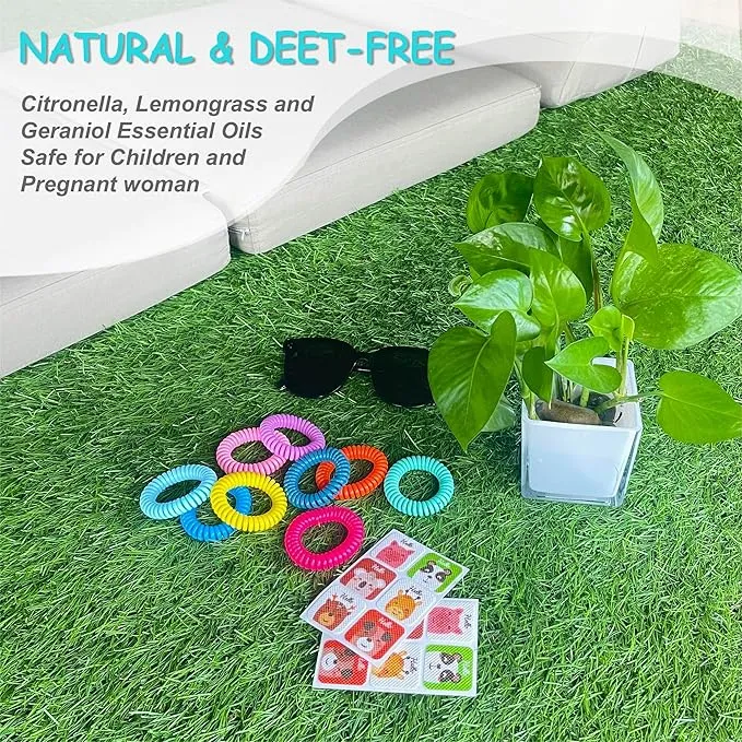 18 Pack Mosquito Repellent Bracelets with 60 Pack Mosquito Patches, DEET-Free Insect & Bug Repellent Wrist Bands for Kids & Adults Outdoor Camping Fishing Traveling
