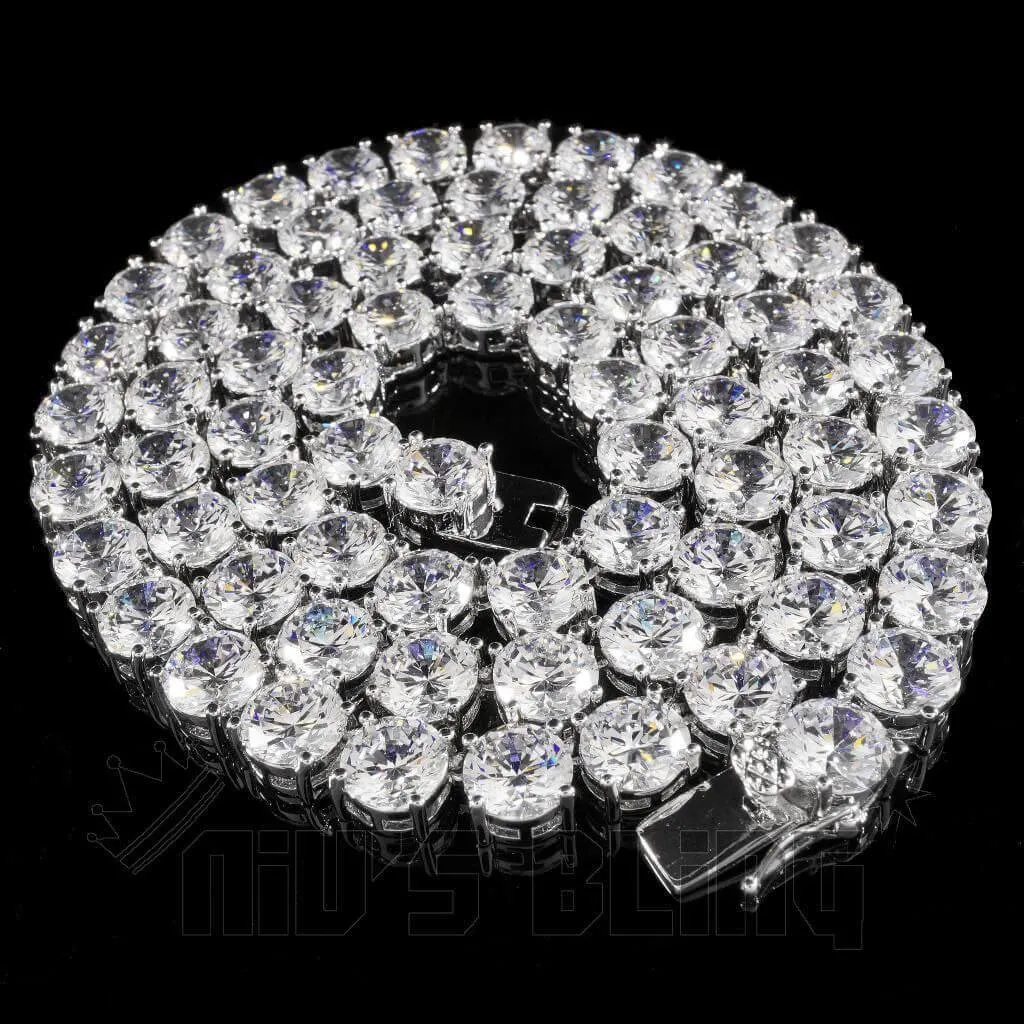 18k White Gold 1 Row 8mm Iced Chain