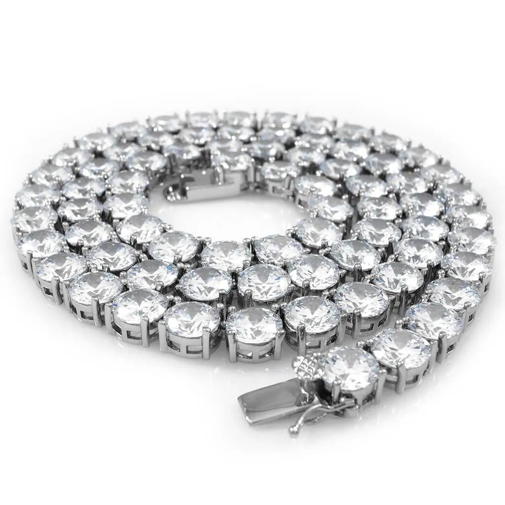 18k White Gold 1 Row 8mm Iced Chain