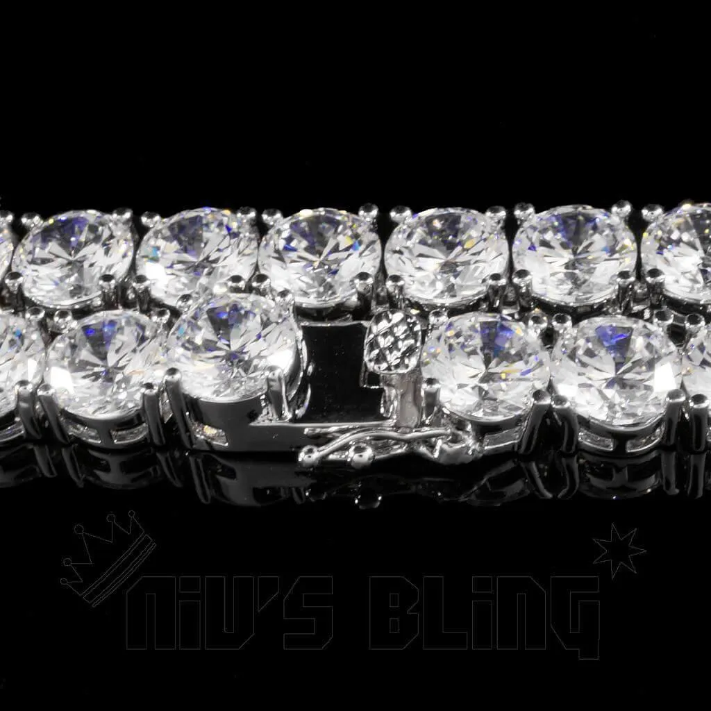 18k White Gold 1 Row 8mm Iced Chain