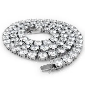 18k White Gold 1 Row 8mm Iced Chain