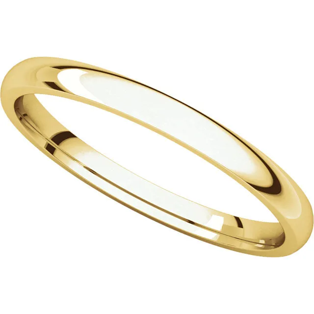 18k Yellow Gold 2mm Light Comfort Fit Band, Size 4