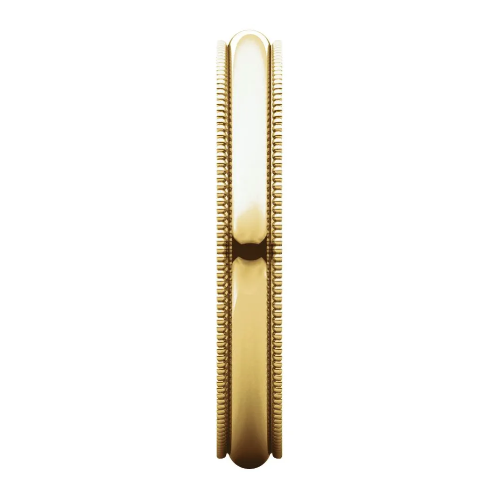 18k Yellow Gold 3mm Milgrain Comfort Fit Band, Size 6