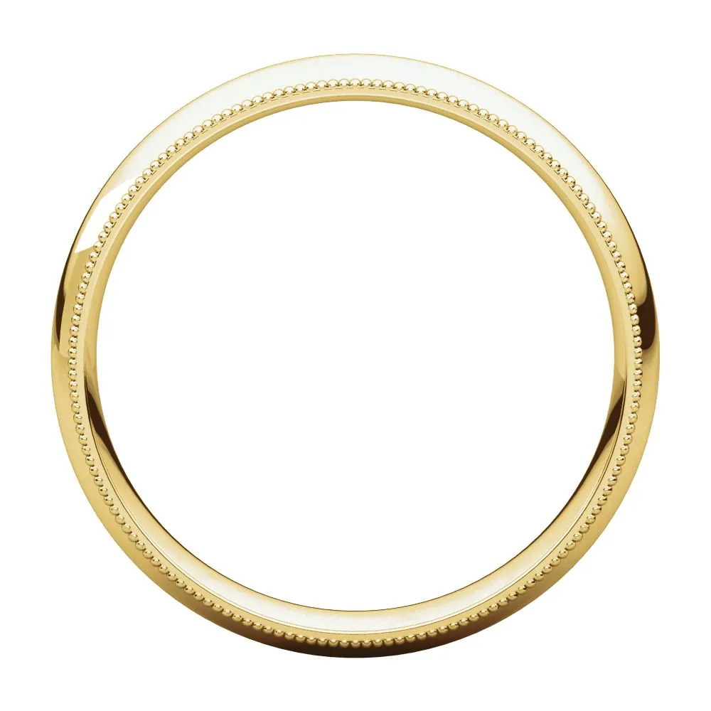 18k Yellow Gold 4mm Milgrain Comfort Fit Band, Size 10