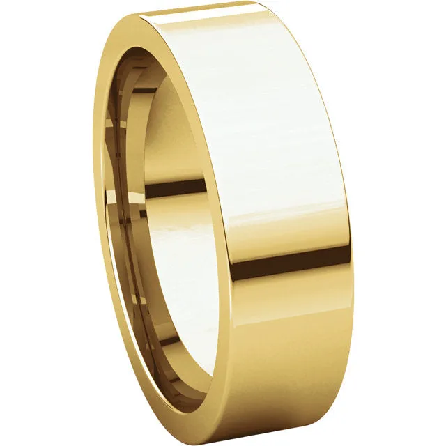 18k Yellow Gold 6mm Flat Comfort Fit Band, Size 11
