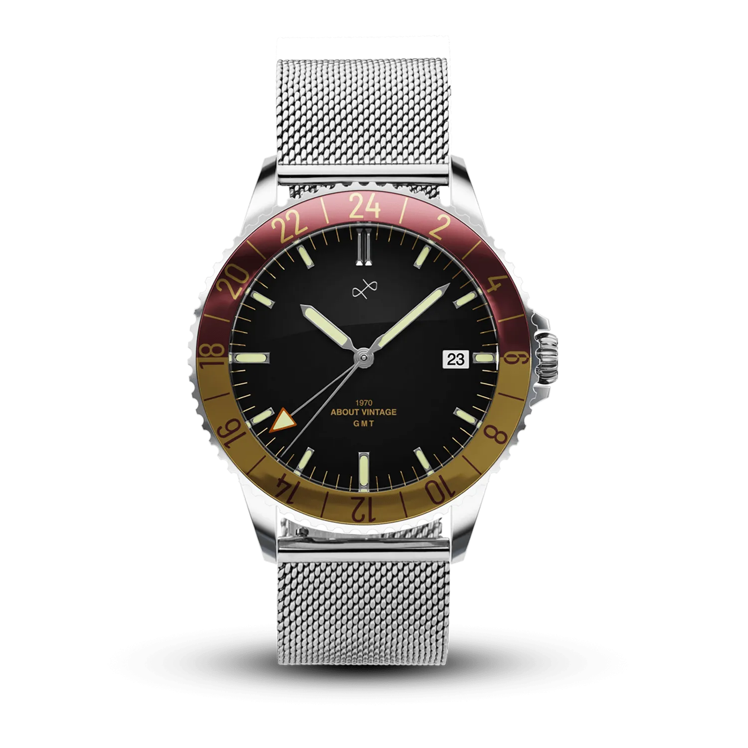 1970 Haagen GMT Automatic, Steel / Burgundy - Swiss Made