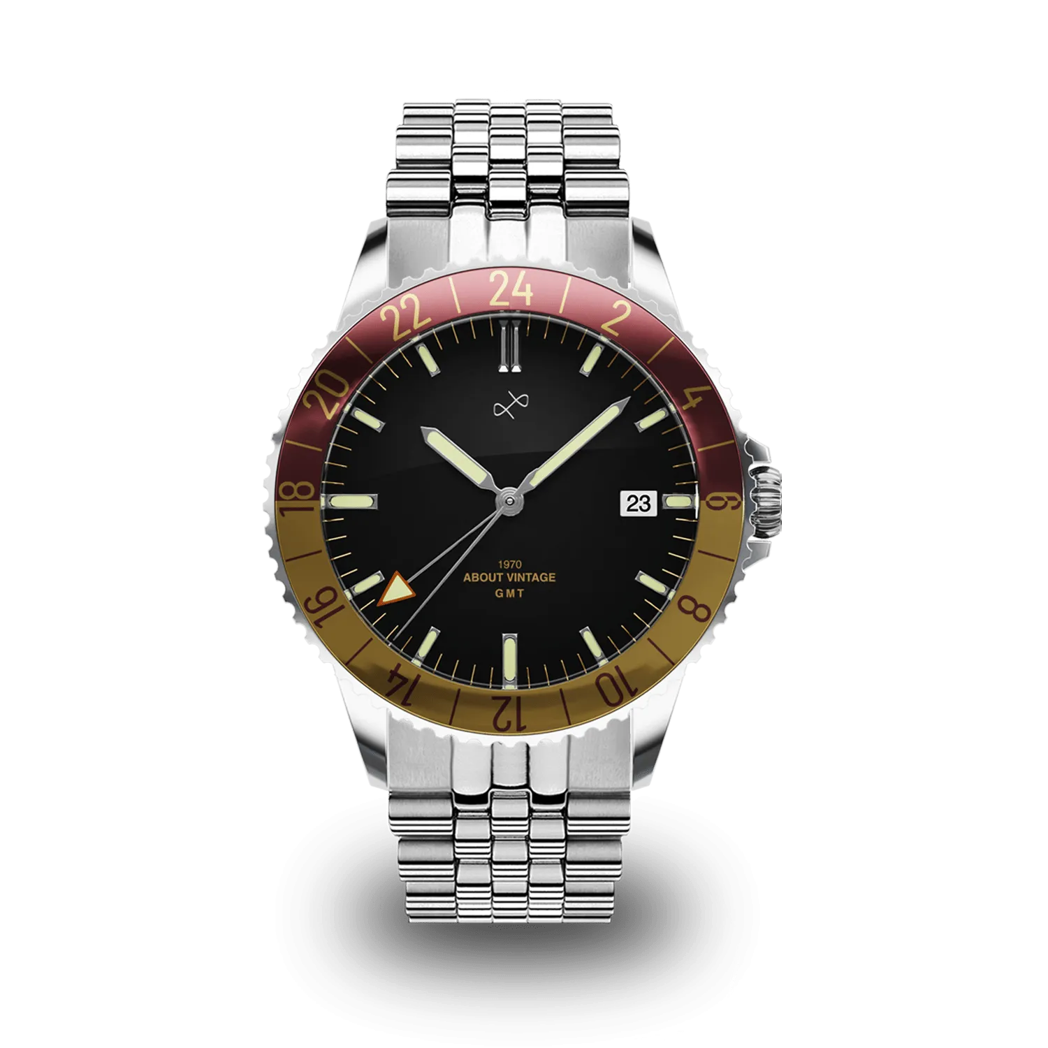 1970 Haagen GMT Automatic, Steel / Burgundy - Swiss Made