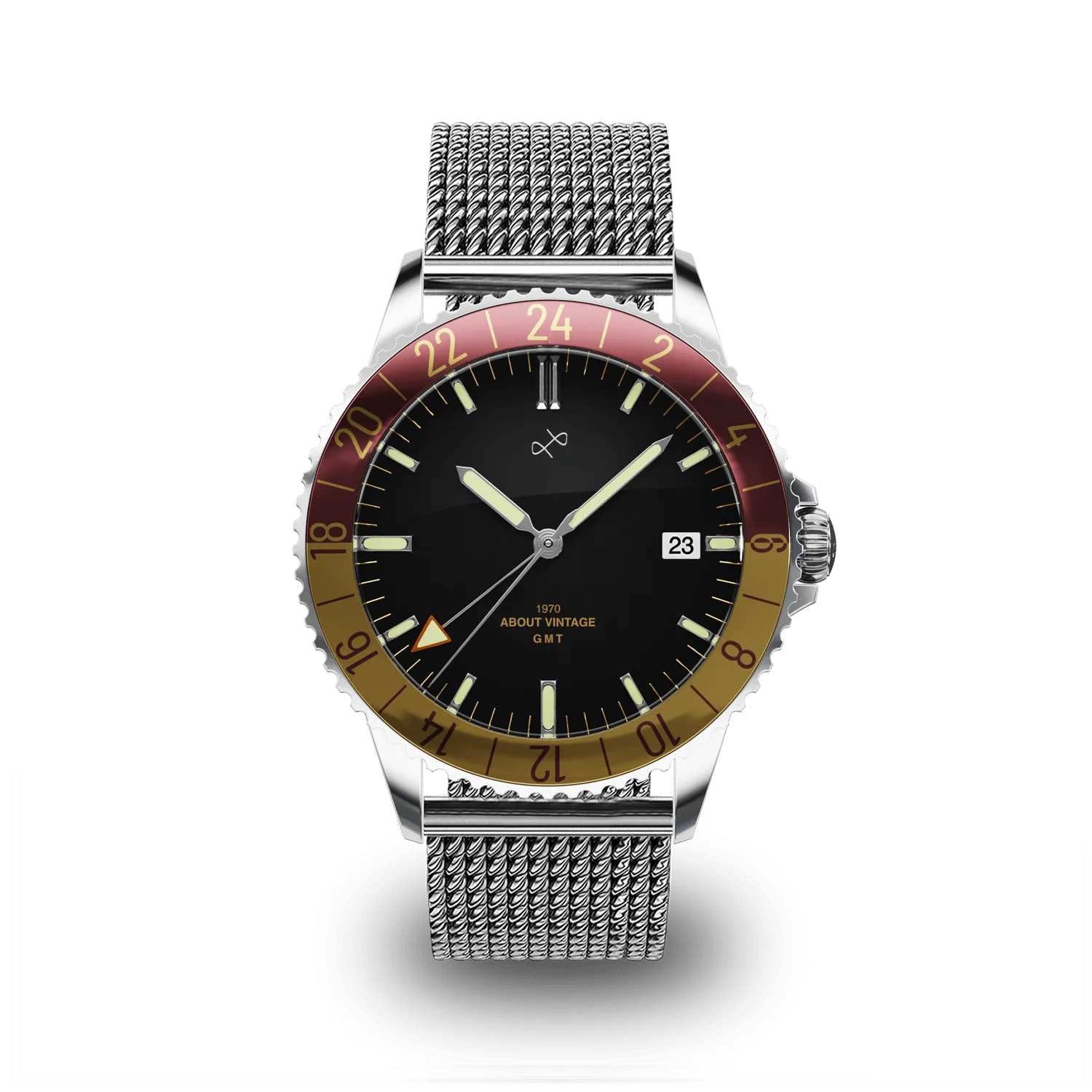 1970 Haagen GMT Automatic, Steel / Burgundy - Swiss Made