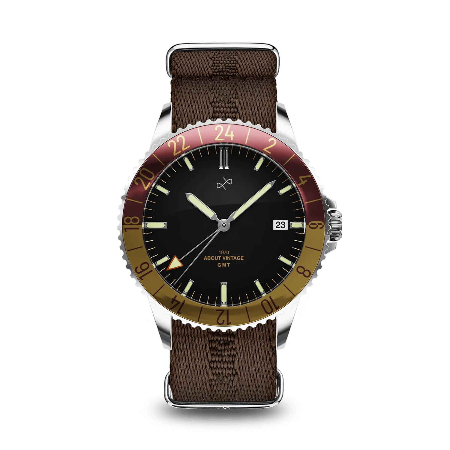 1970 Haagen GMT Automatic, Steel / Burgundy - Swiss Made