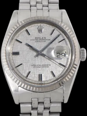 1970 Rolex Datejust (Ref. 1601) Non-Luminous Silver "Linen" Dial