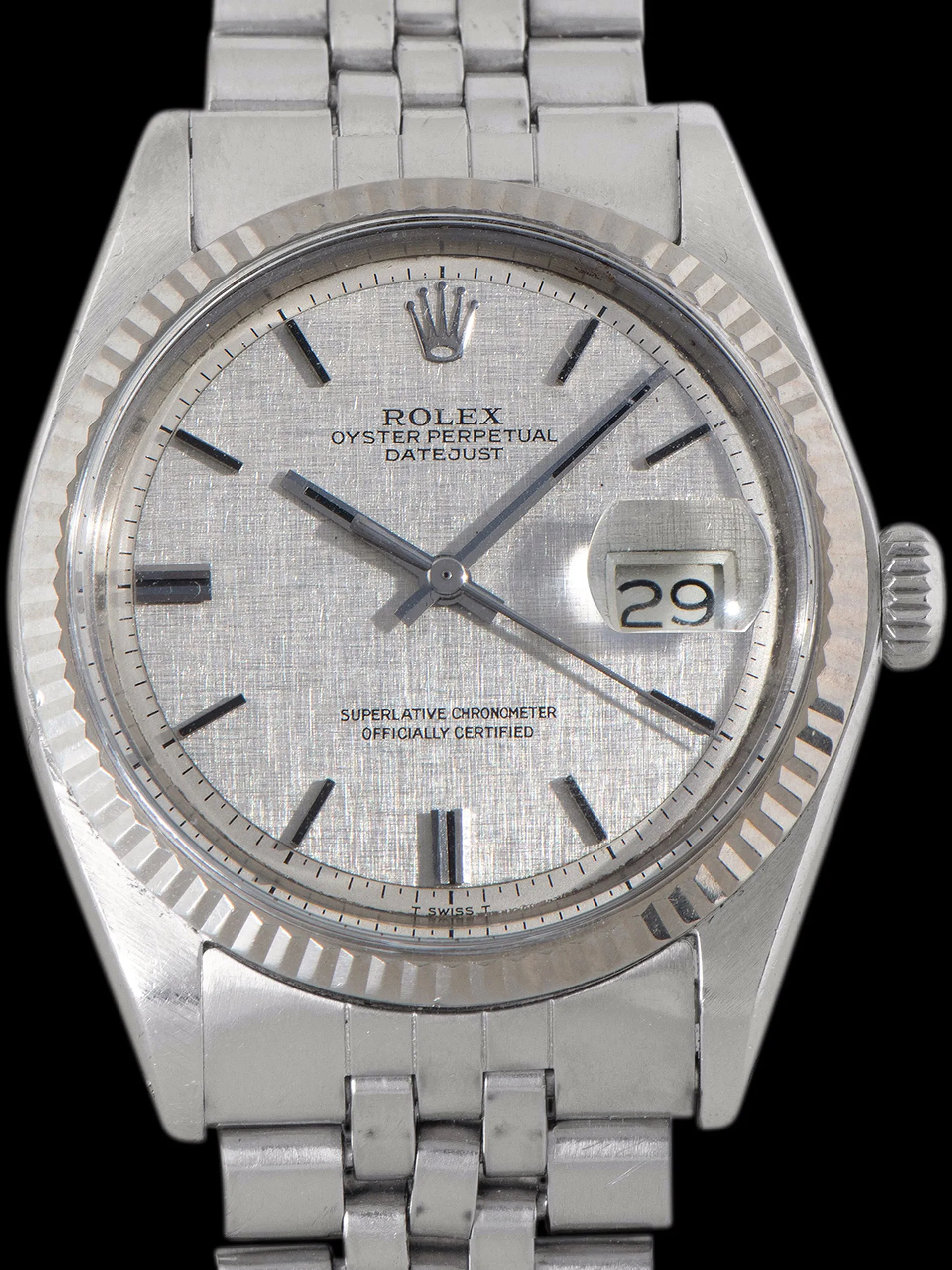 1970 Rolex Datejust (Ref. 1601) Non-Luminous Silver "Linen" Dial