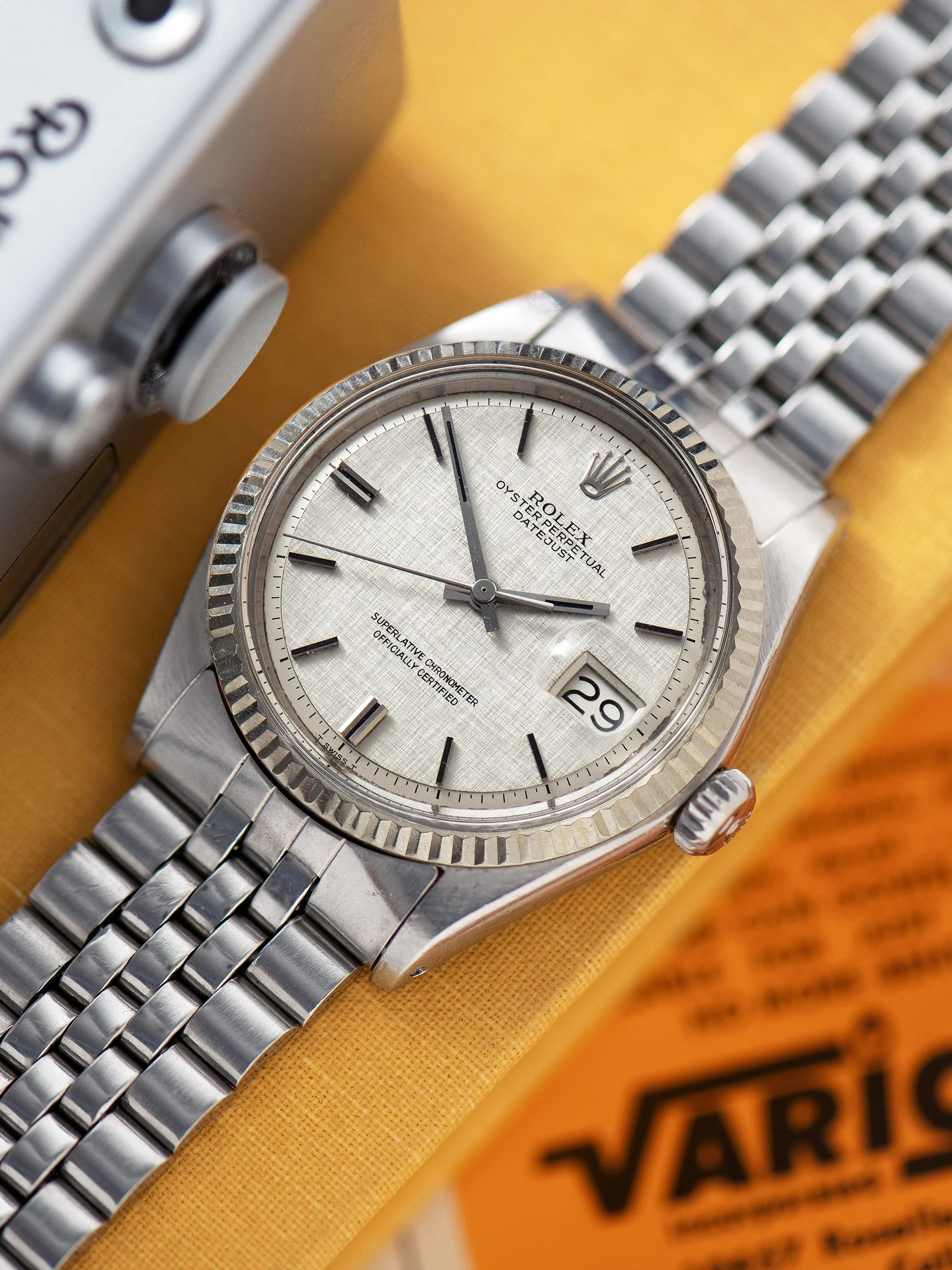1970 Rolex Datejust (Ref. 1601) Non-Luminous Silver "Linen" Dial