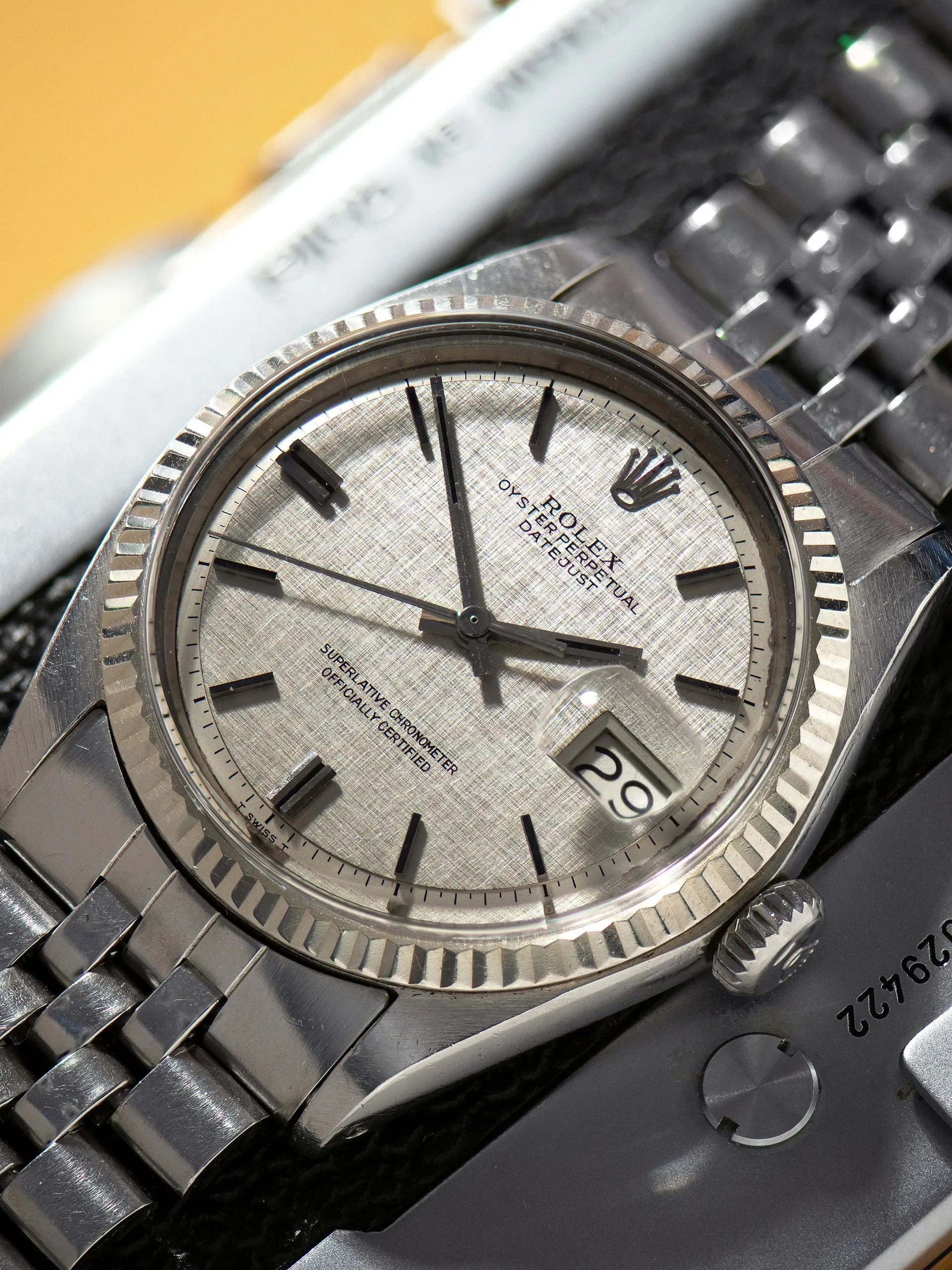 1970 Rolex Datejust (Ref. 1601) Non-Luminous Silver "Linen" Dial