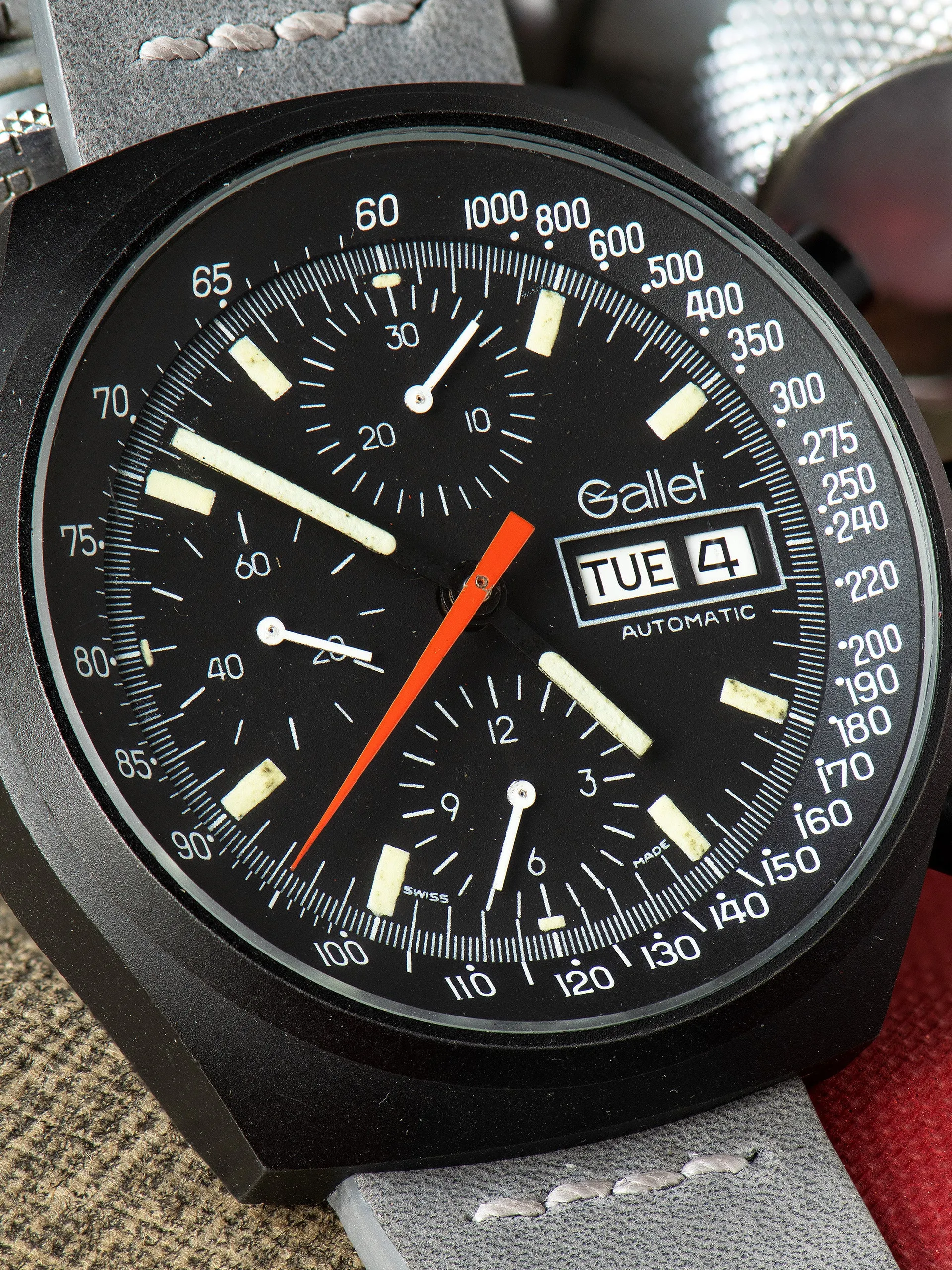 1980s Gallet Multichron 12 Automatic Chronograph PVD 'Valjoux Cal. 7750' "Top Gun"