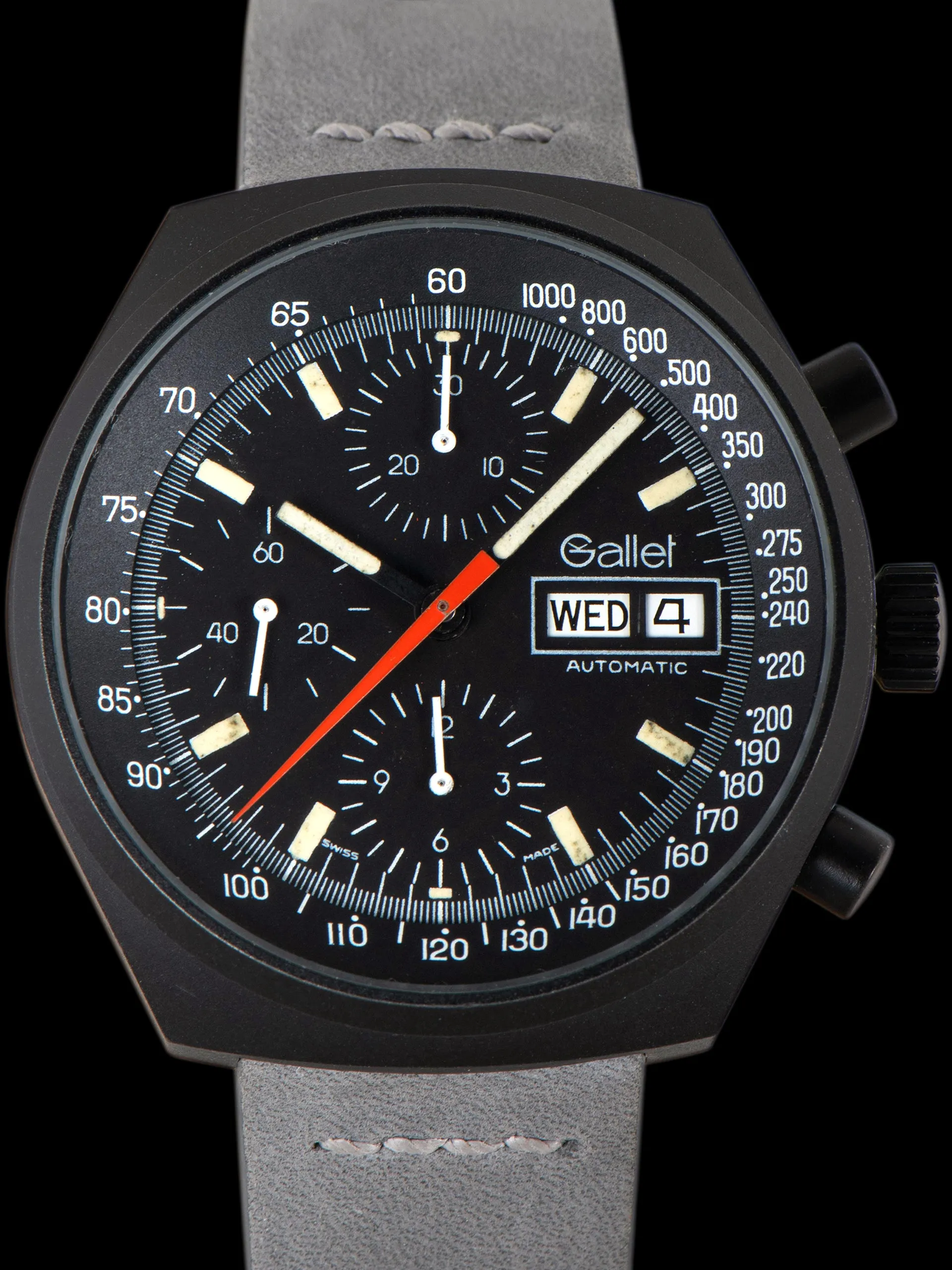 1980s Gallet Multichron 12 Automatic Chronograph PVD 'Valjoux Cal. 7750' "Top Gun"