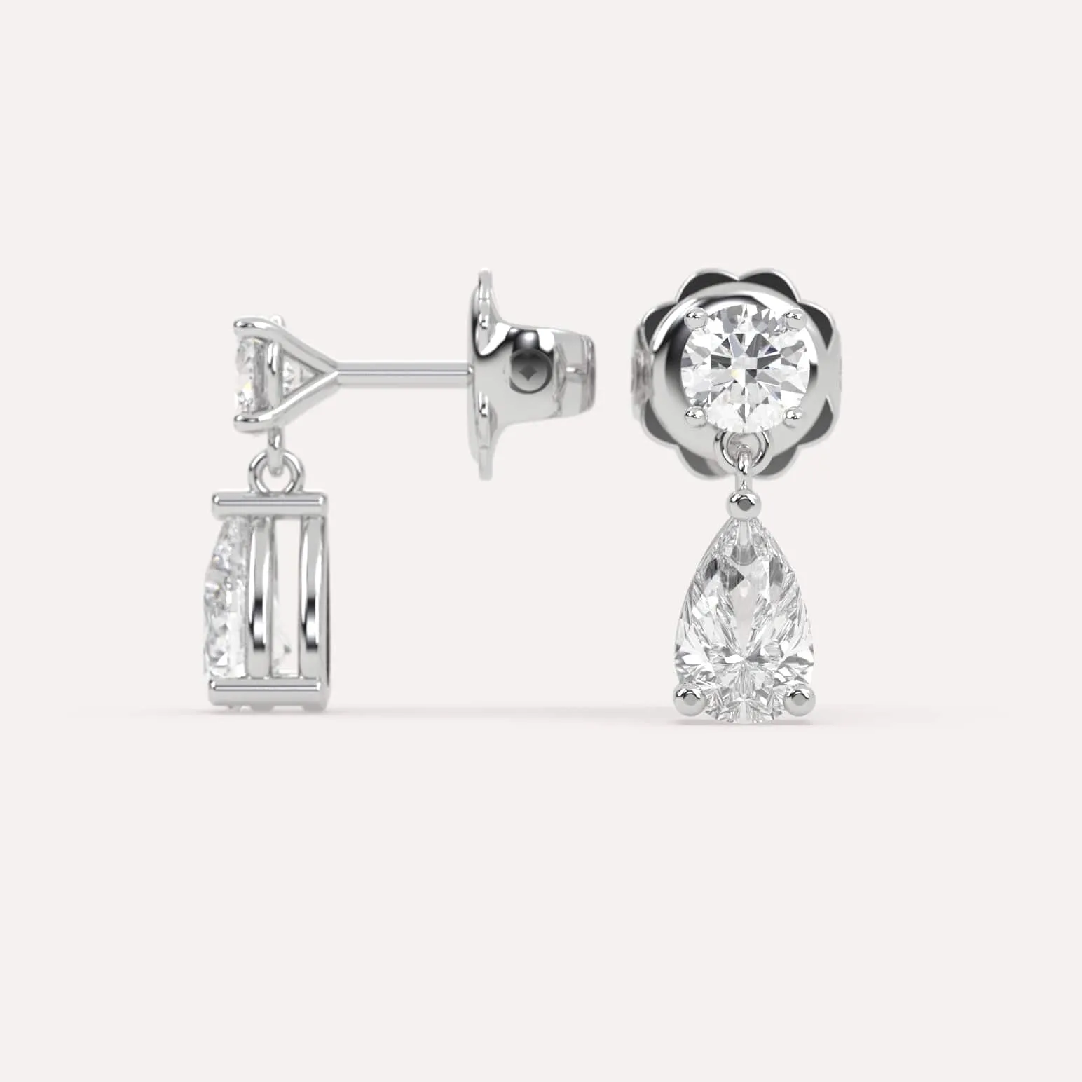 2 carat Pear Diamond Drop Earrings